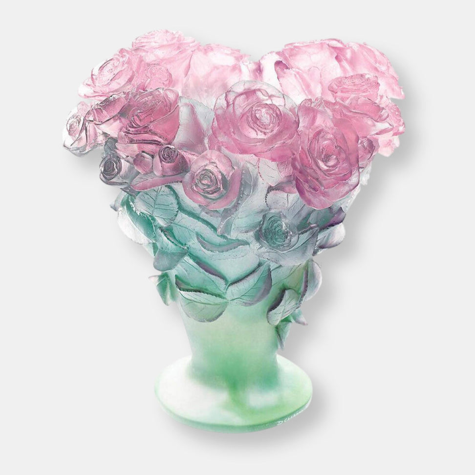 Vase vert et rose grand modele roses