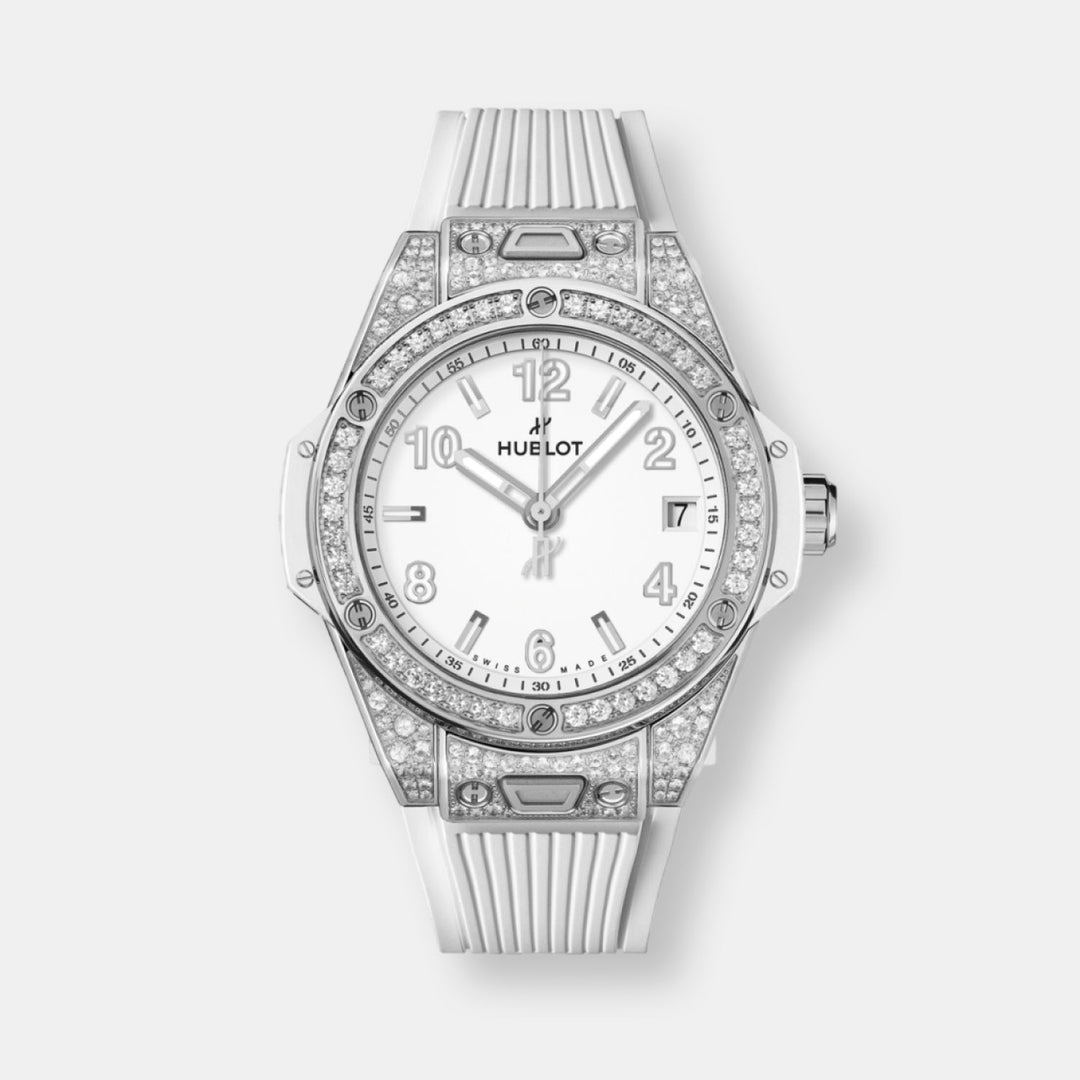 Montre big bang one click steel white pavé