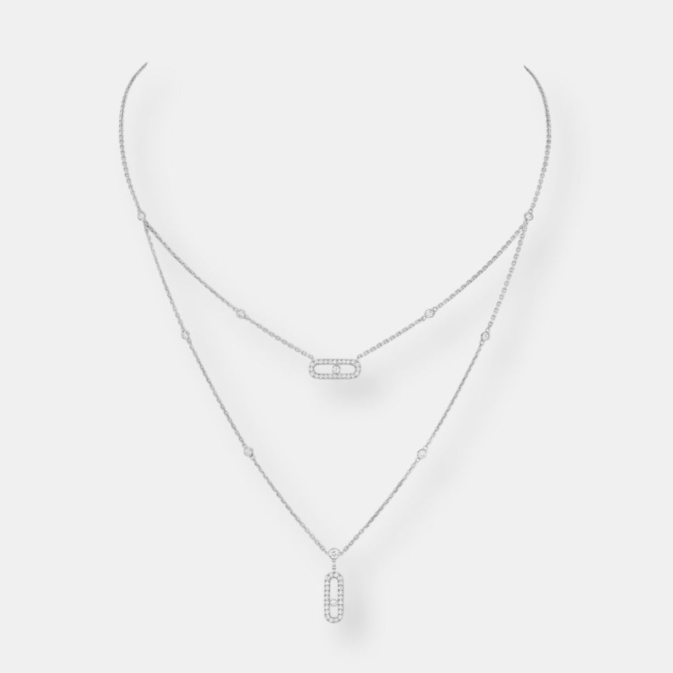 Collier move uno 2 rangs pavé