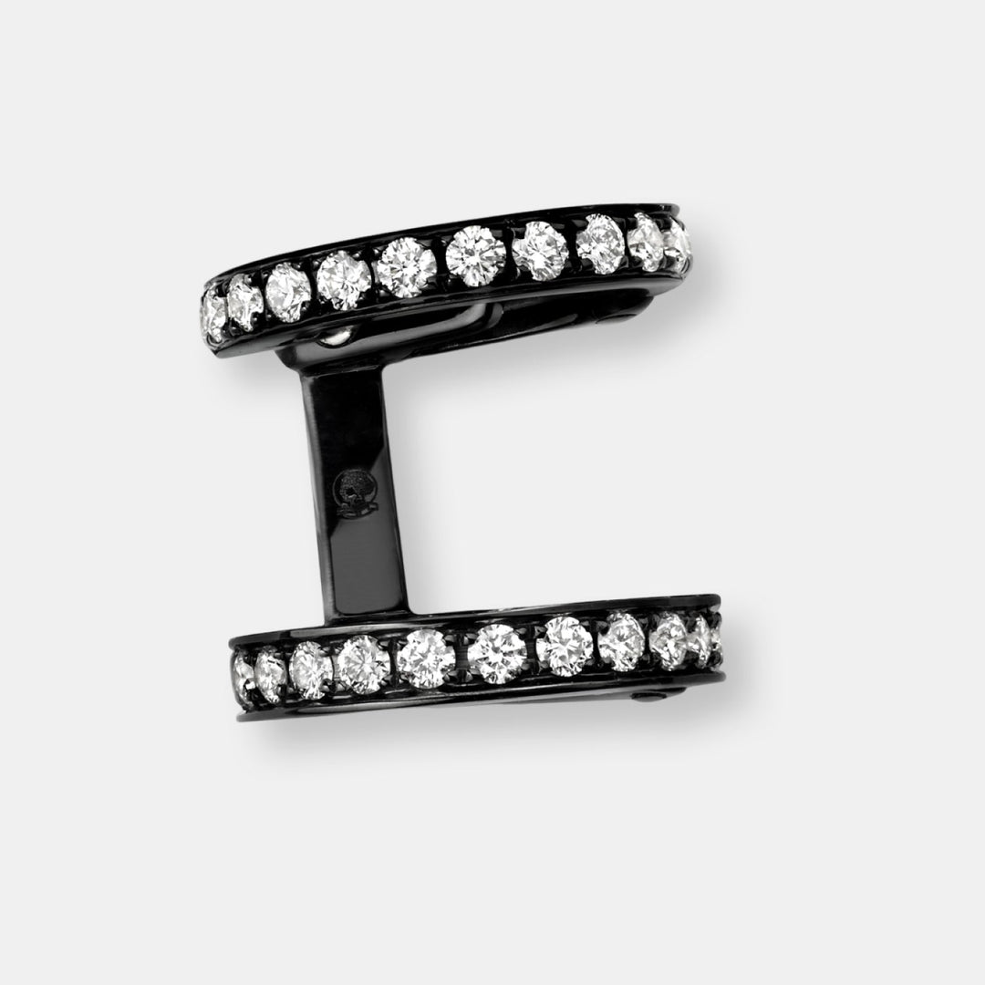 Boucles d'oreilles berbere 2 rangs en or noir et diamants