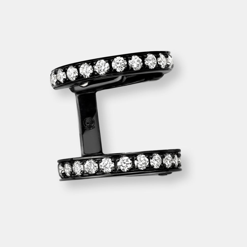 Boucles d'oreilles berbere 2 rangs en or noir et diamants