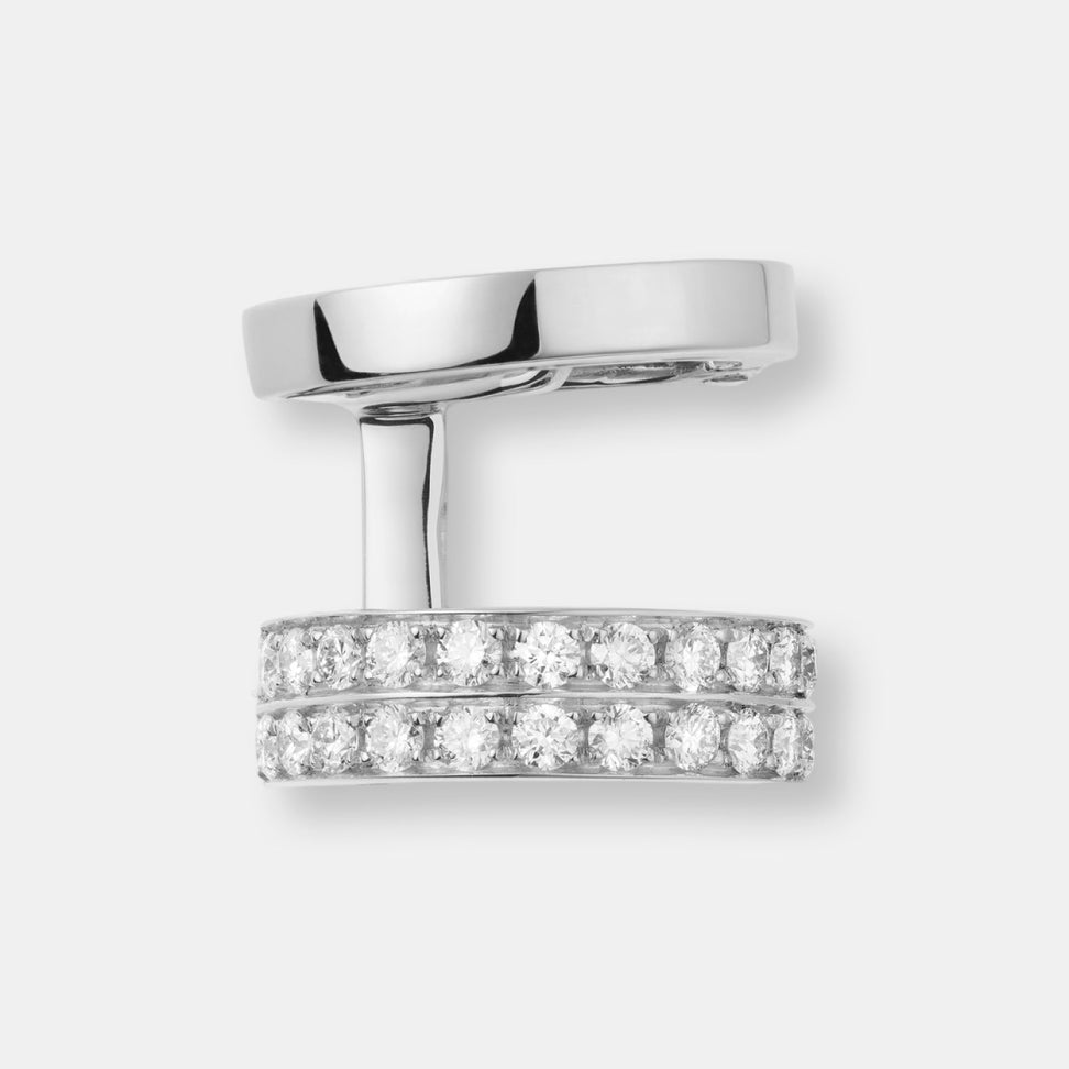 Boucles d'oreilles berbere 2 rangs en or blanc et diamants
