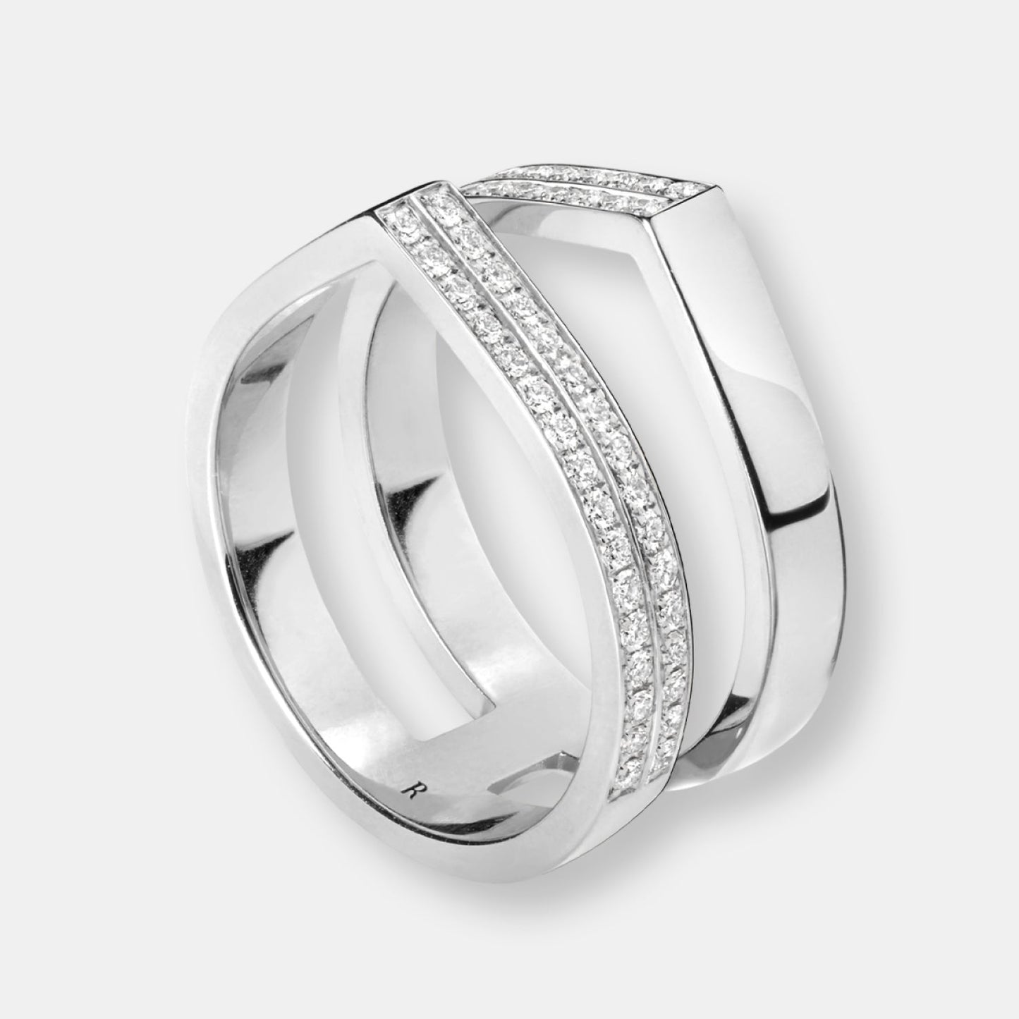 Bague antifer 4 rangs en or blanc