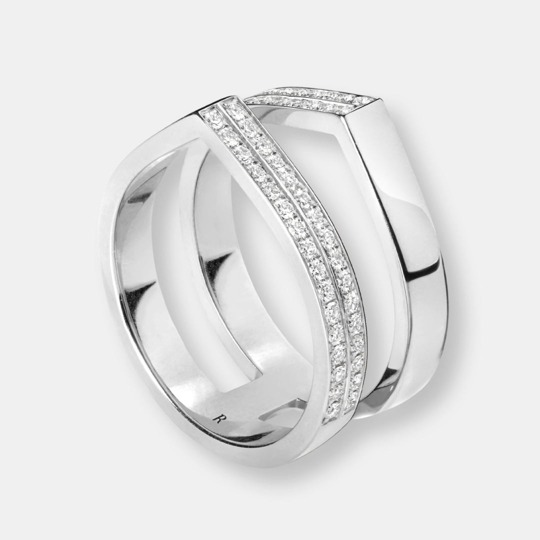 Bague antifer 4 rangs en or blanc