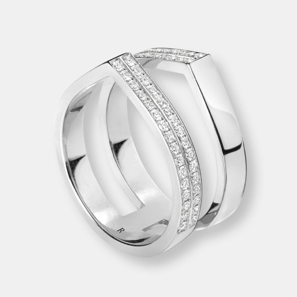 Bague antifer 4 rangs en or blanc