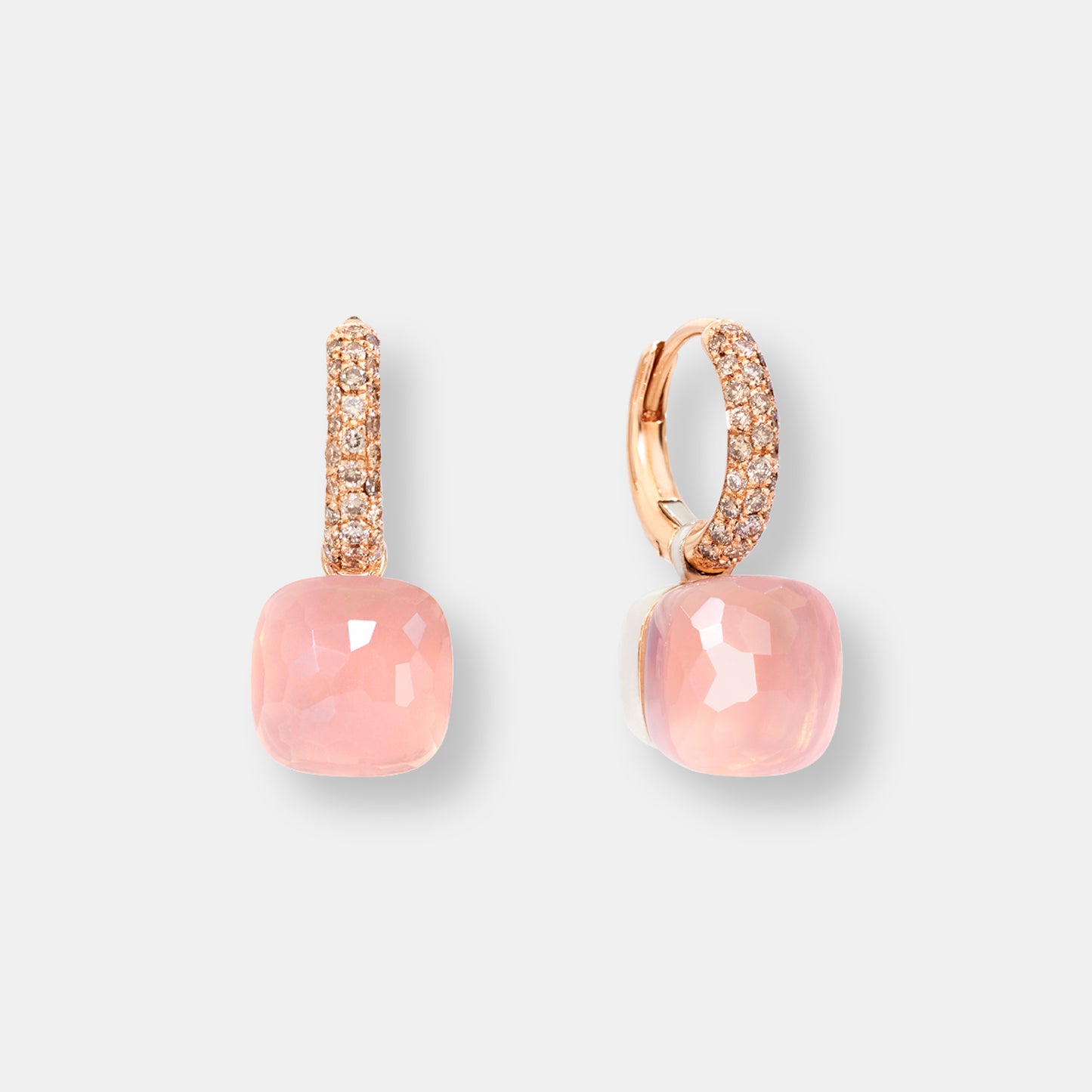 Boucles d’oreilles nudo quarzo rosa classic