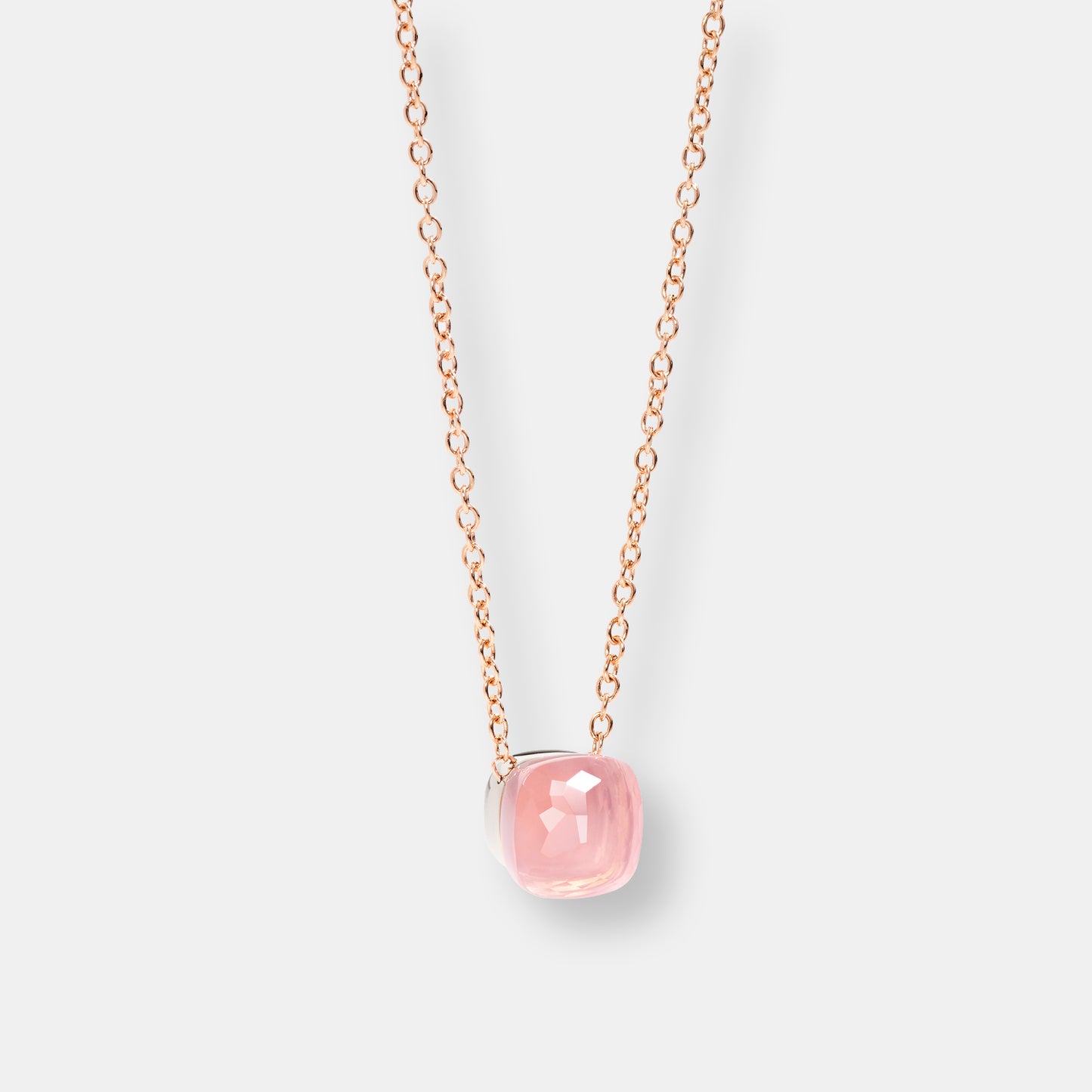 Pendentif nudo quarzo rosa avec chaîne
