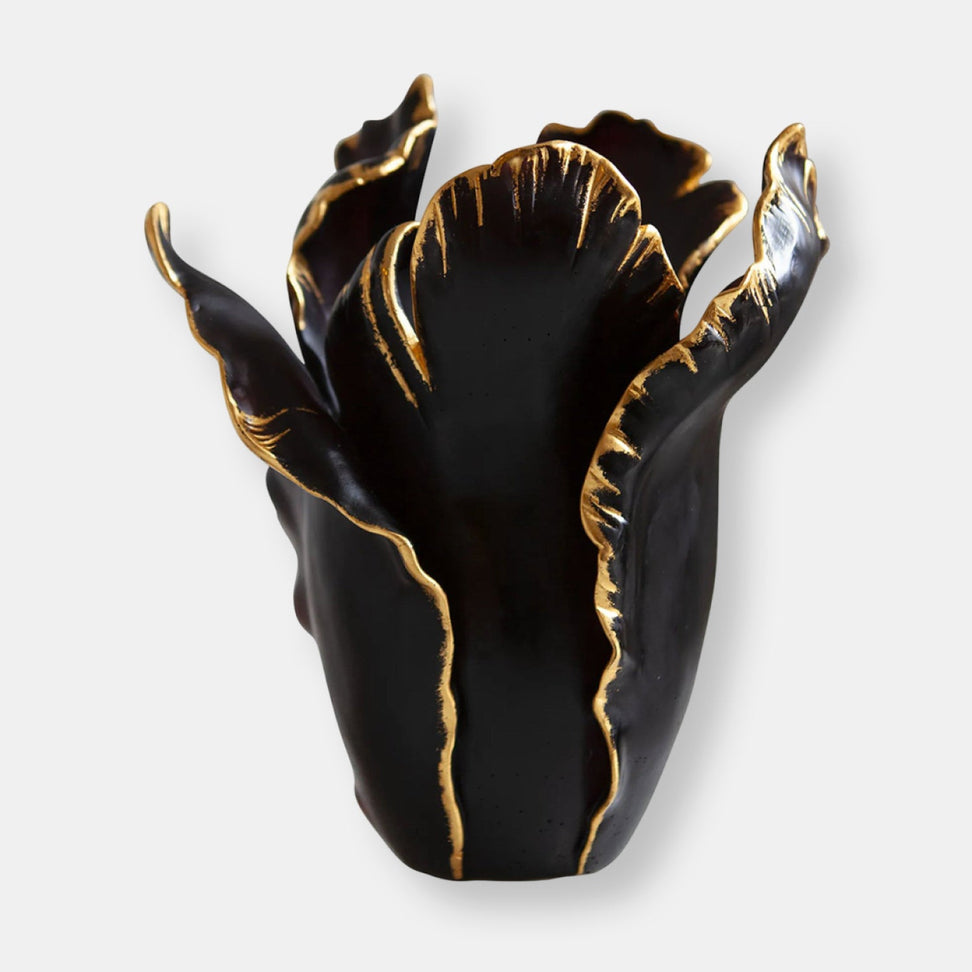 Vase magnum tulipe noir & or