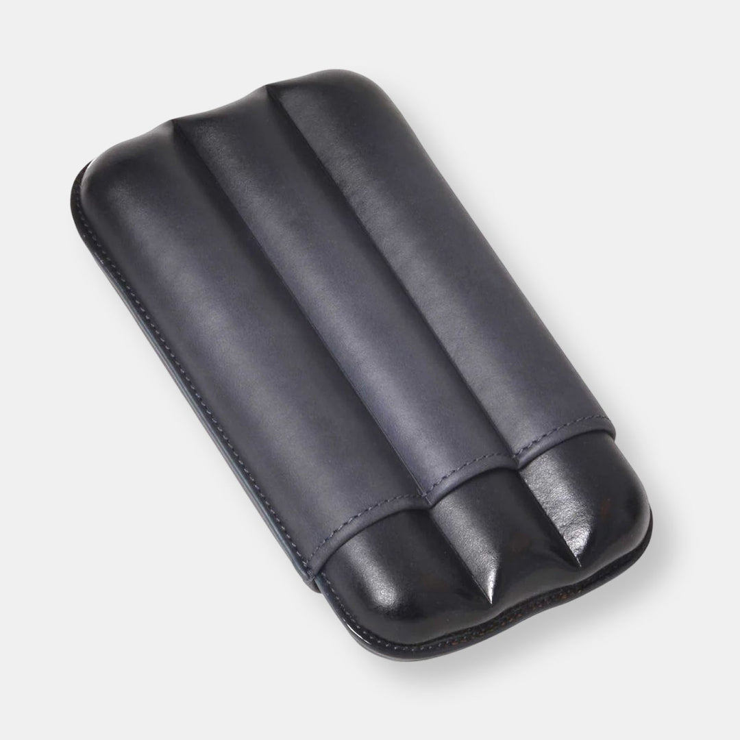 Etui a cigares en cuir patine - 3 cigares calibre 27