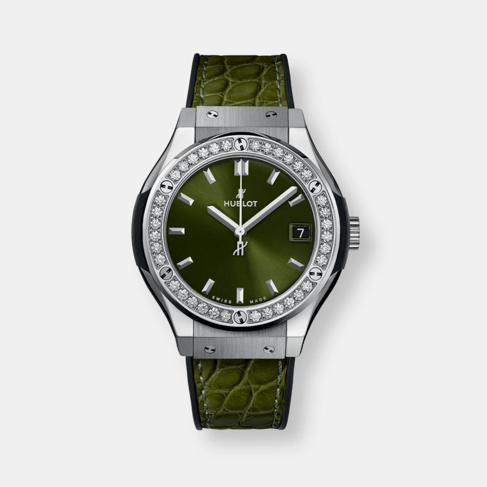 Montre classic fusion green diamonds