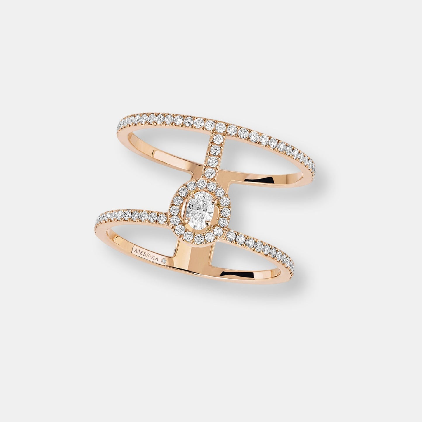 Bague glam'azone 2 rangs pavee en or rose et diamants