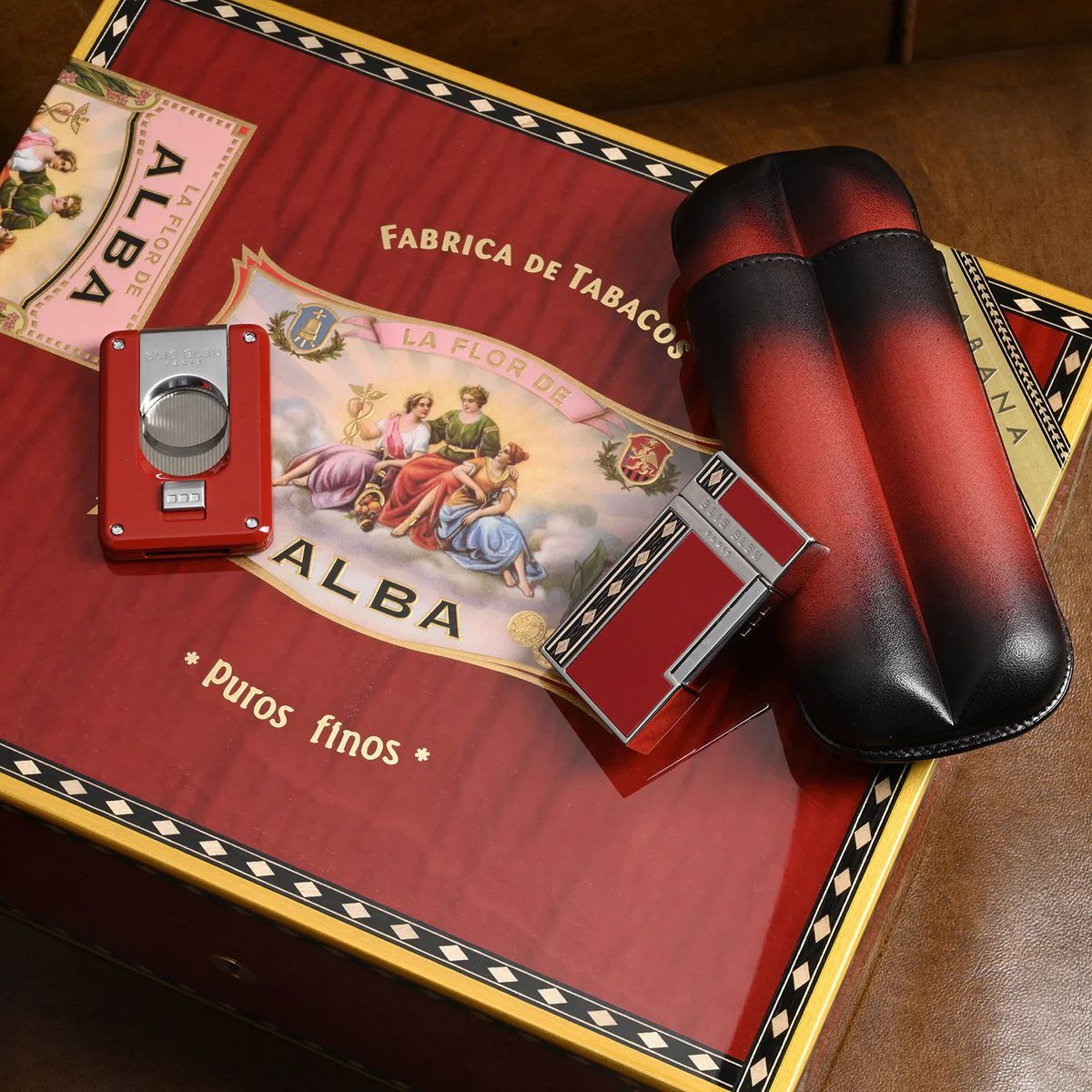 "diamond jetflame & marqueterie alba" - briquet de poche
