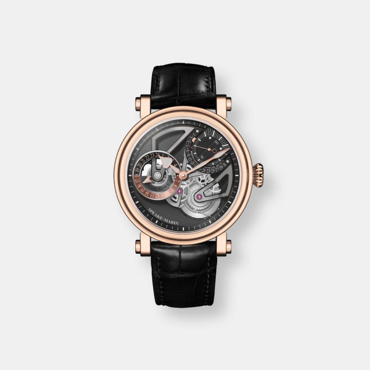 Montre openworked dual time