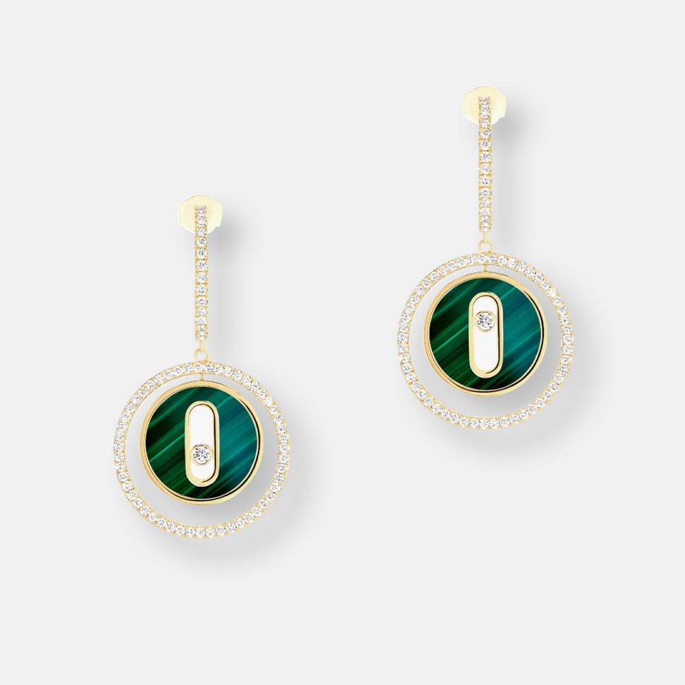 Boucles d'oreilles créoles lucky move malachite