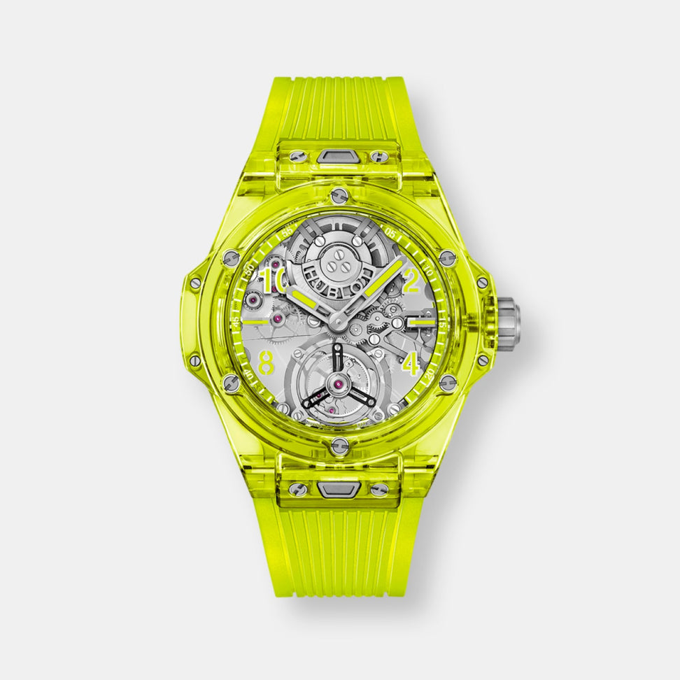 Montre tourbillon automatic yellow neon saxem