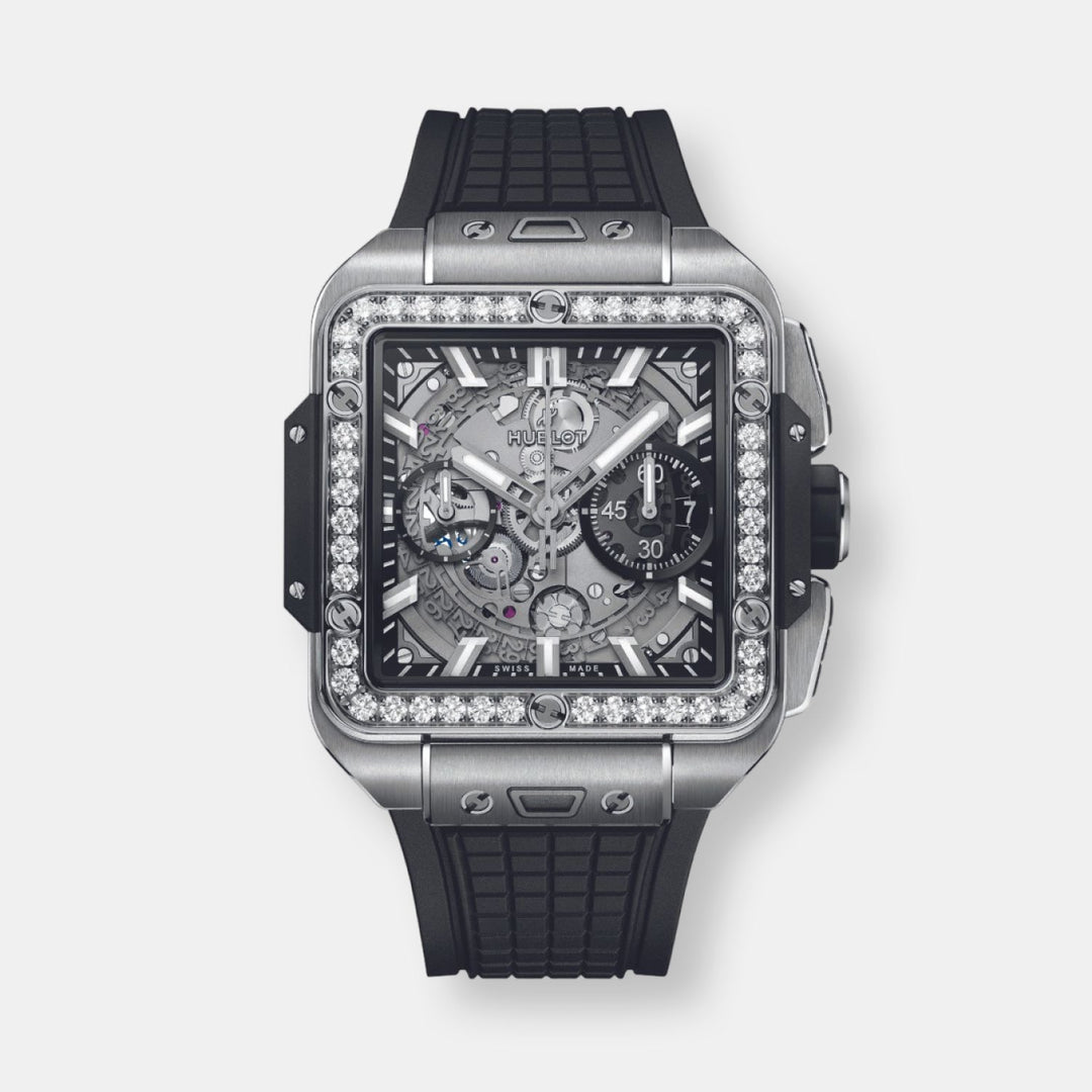 Montre square bang unico titanium diamonds