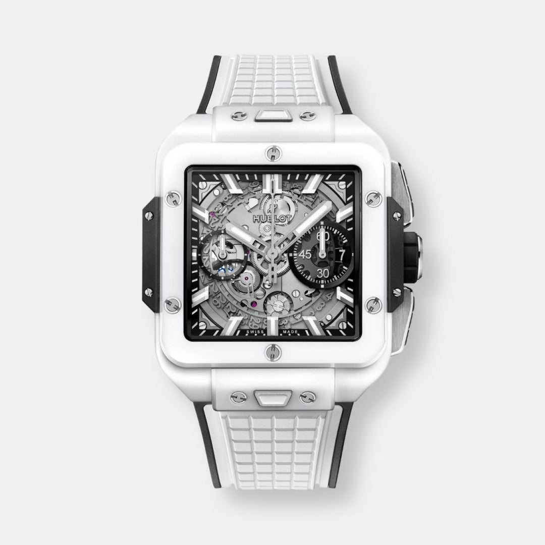 Montre square bang unico white ceramic