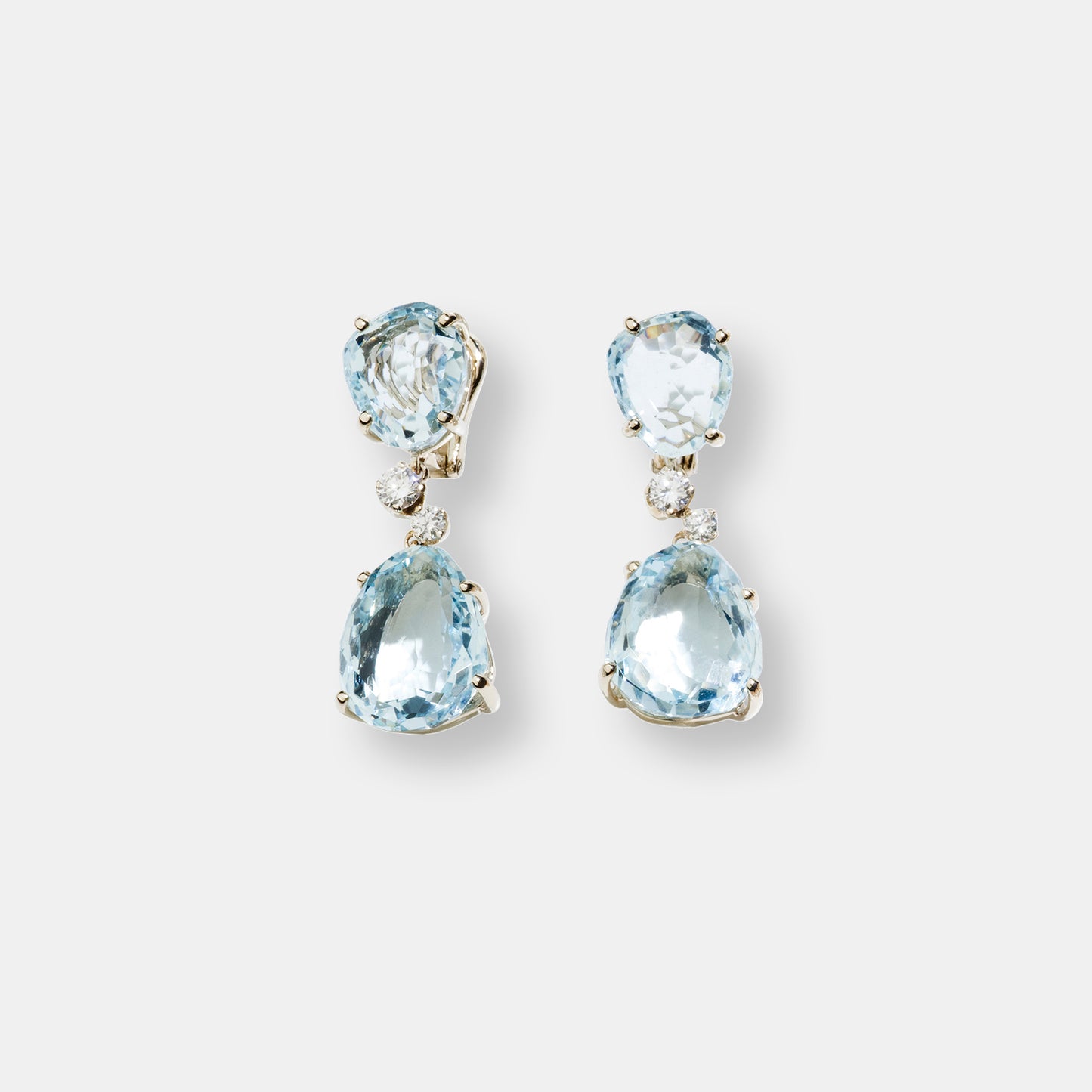 Boucles d'oreilles sabbia en org aquamarine et diamants