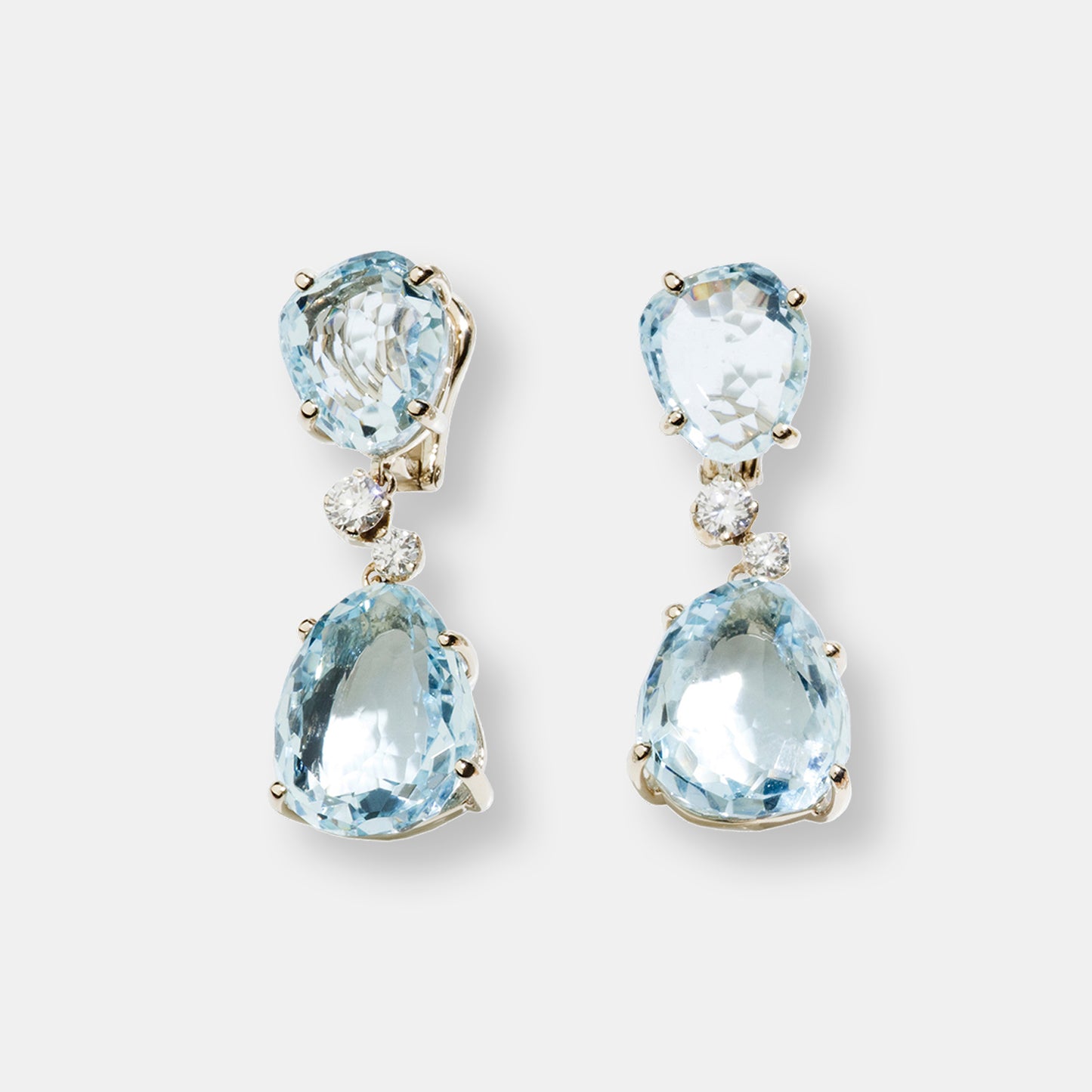 Boucles d'oreilles sabbia en org aquamarine et diamants