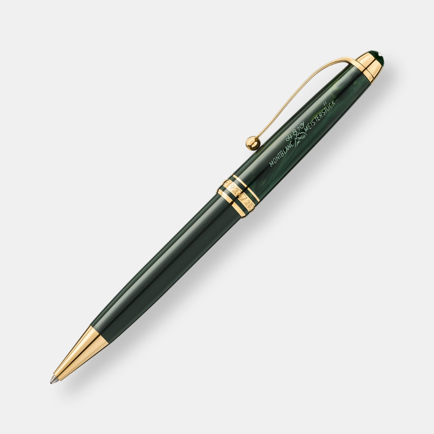 Stylo-bille meisterstuck the origin classique, résine précieuse vert foncé et garnitures dorées, édition anniversaire