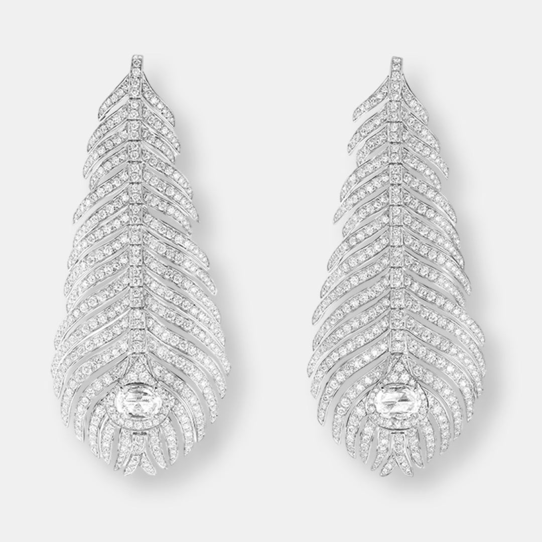 Pendants d'oreilles plume de paon