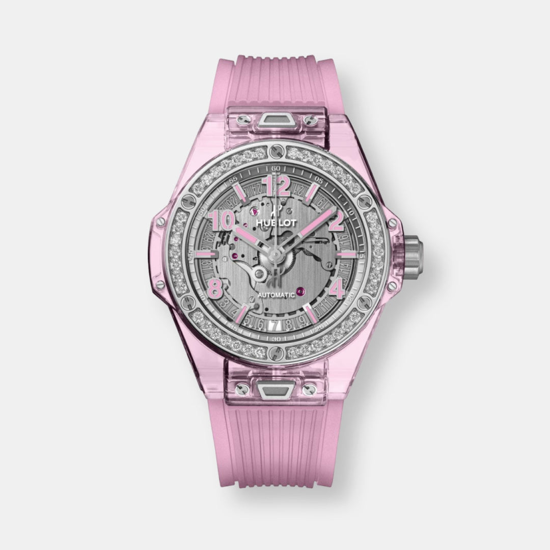 Montre big bang one click pink sapphire diamonds
