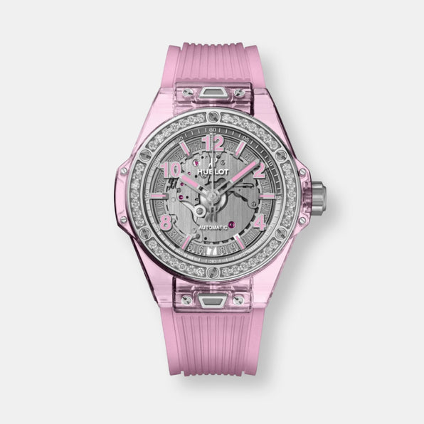Montre big bang one click pink sapphire diamonds