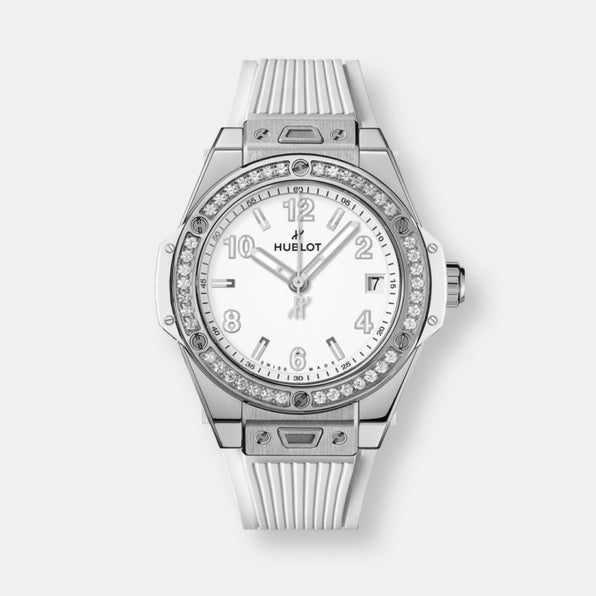 Montre big bang one click steel white diamonds