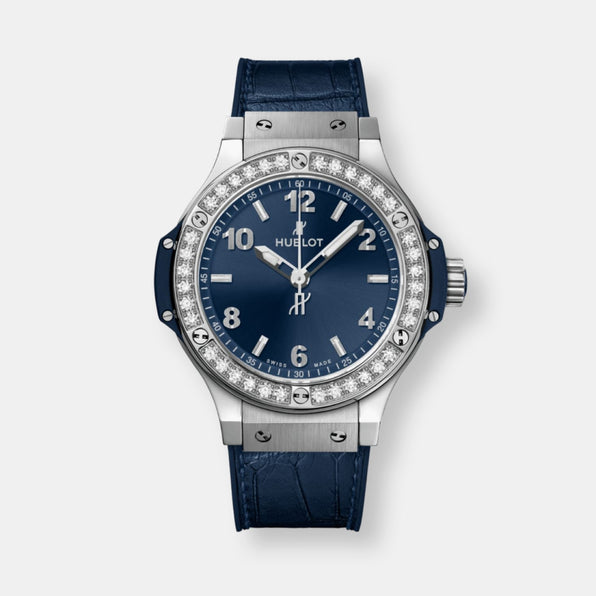 Montre big bang steel blue diamonds