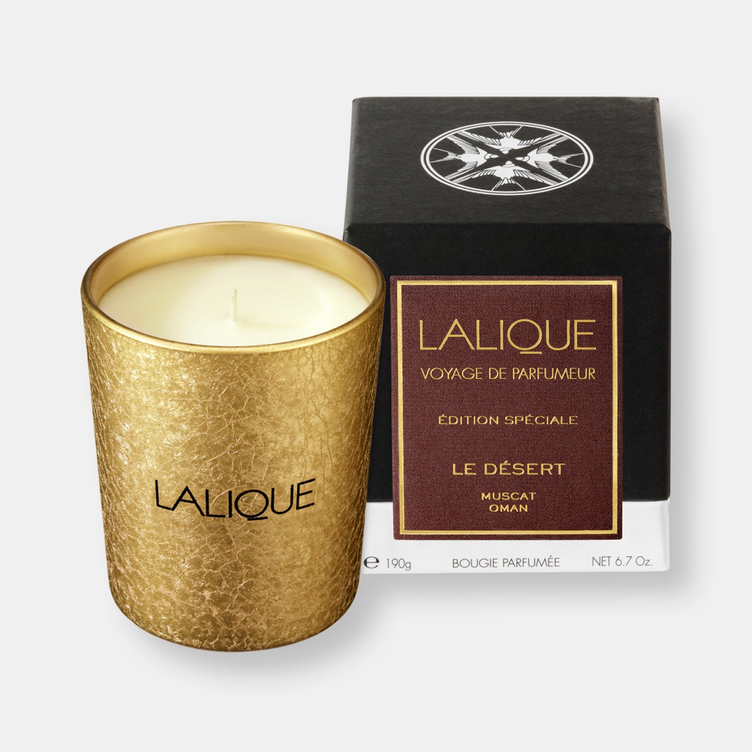 Lalique bougie parfume voyage de parfumeur le desert muscat oman 190g