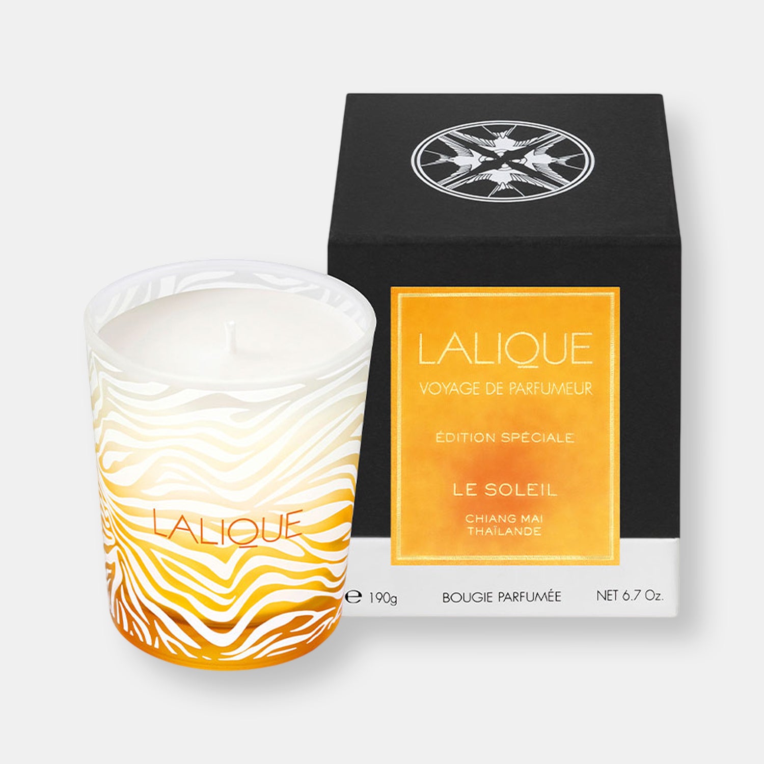 Lalique bougie voyage de parfumeur edition special le soleil 190g