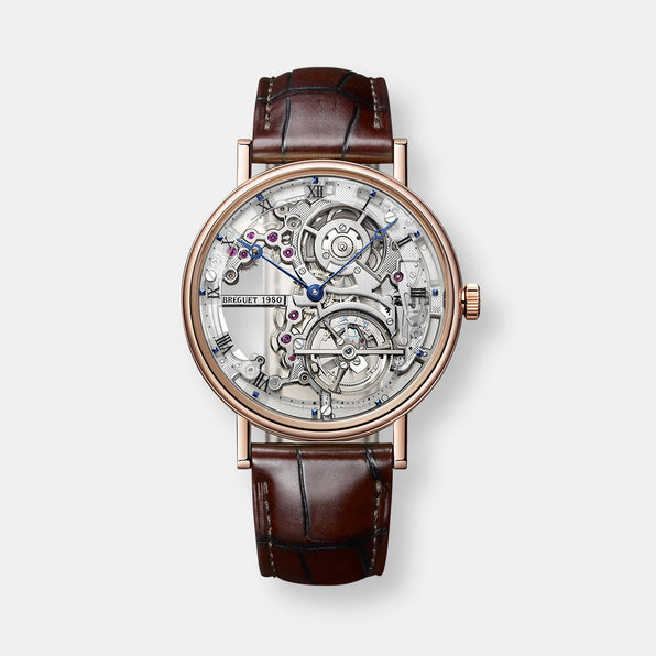 Montre classique tourbillon extra-plat mouvement squelette 5395