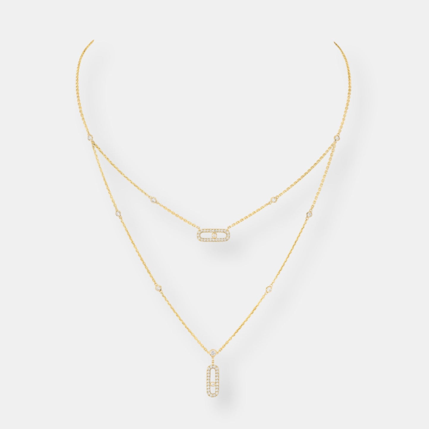 Collier move uno 2 rangs pavé