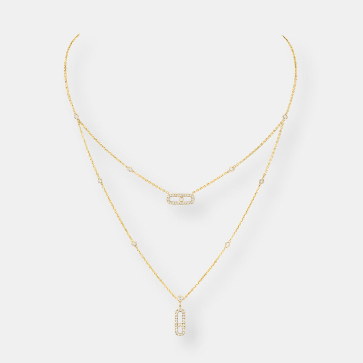 Collier move uno 2 rangs pavé