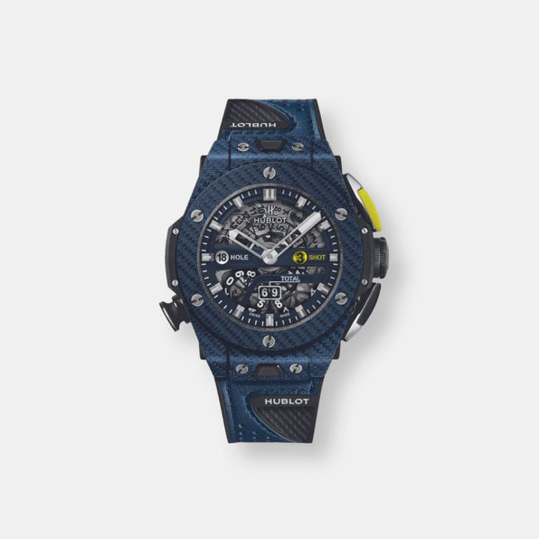 Montre hublot big bang unico golf bleu carbone