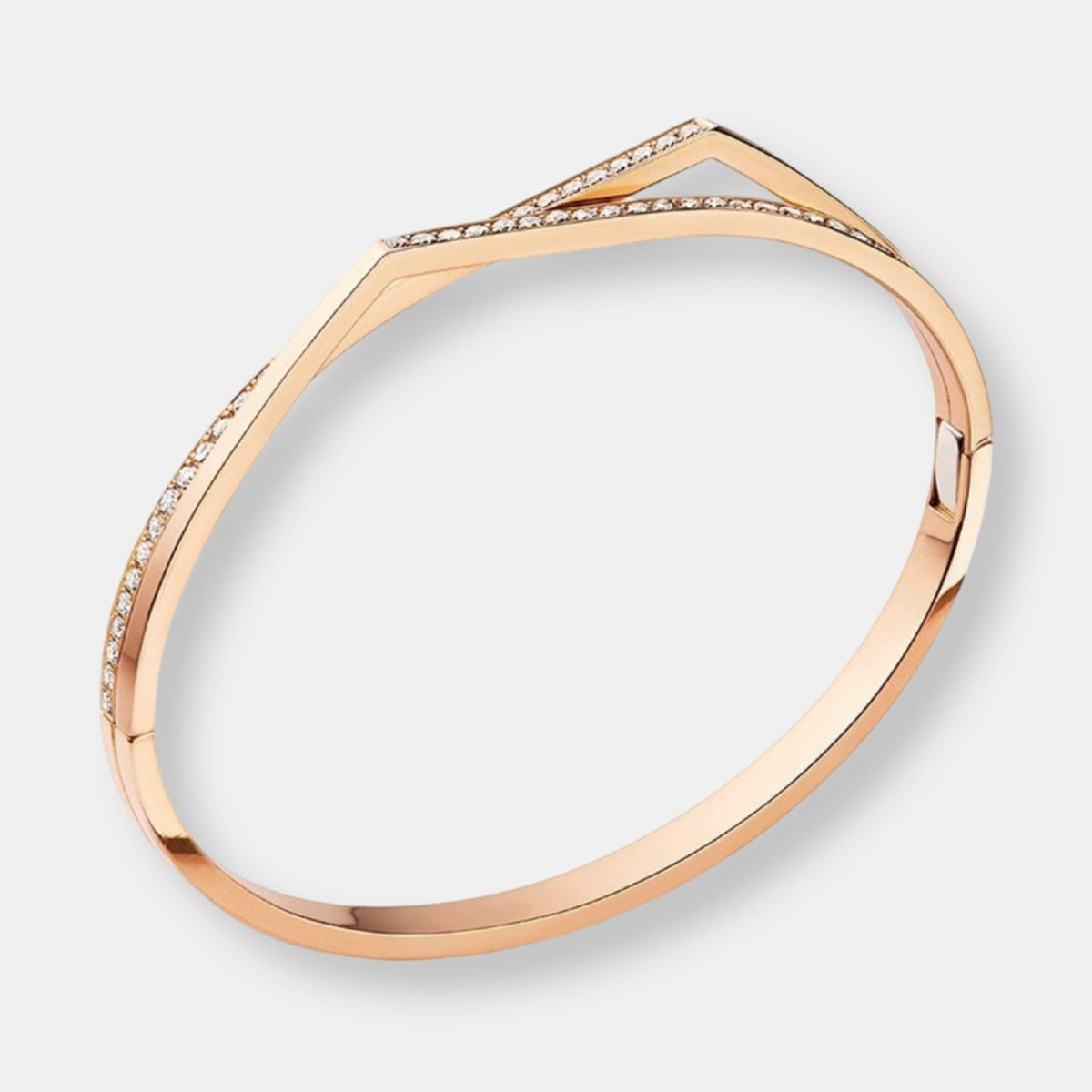 Bracelet antifer en or rose pavé de diamants