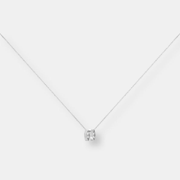 Pendentif antifer 2 rangs en or blanc pavé 1/3 de diamants