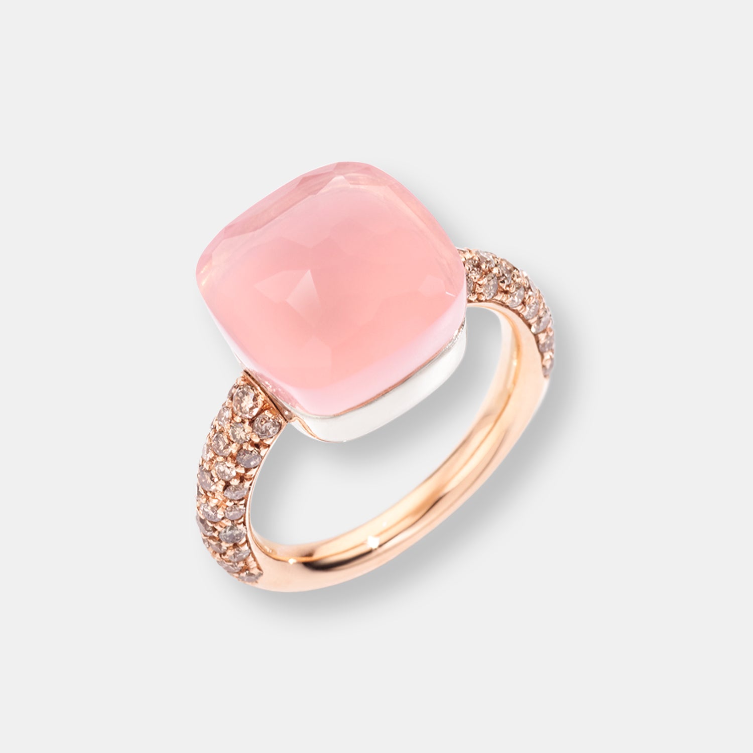 Bague nudo quarzo rosa maxi