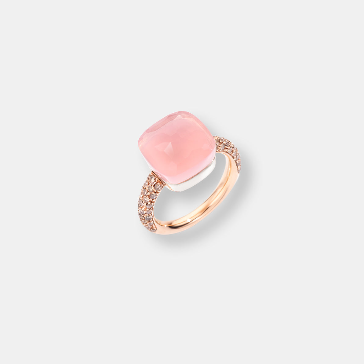 Bague nudo quarzo rosa maxi