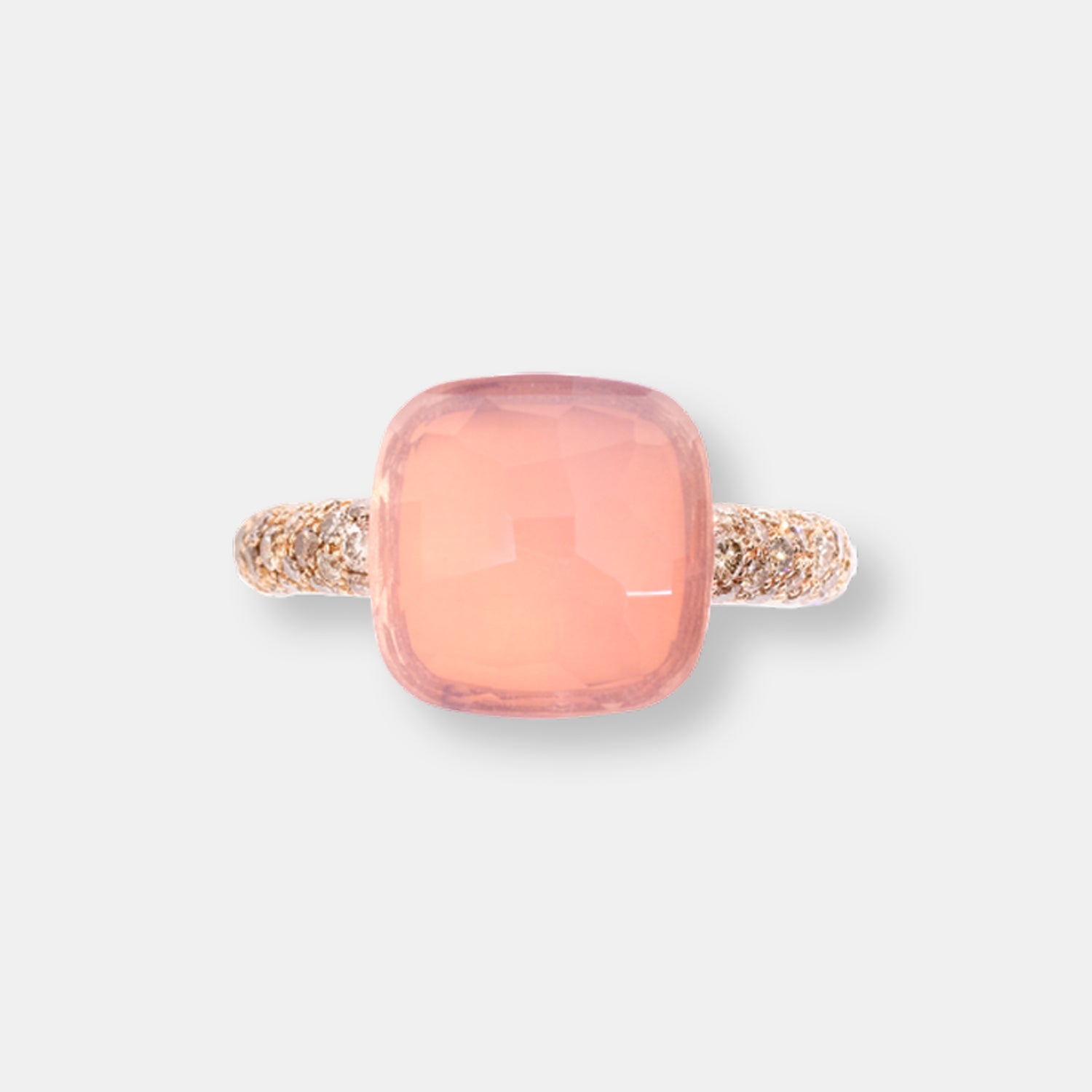 Bague nudo quarzo rosa maxi