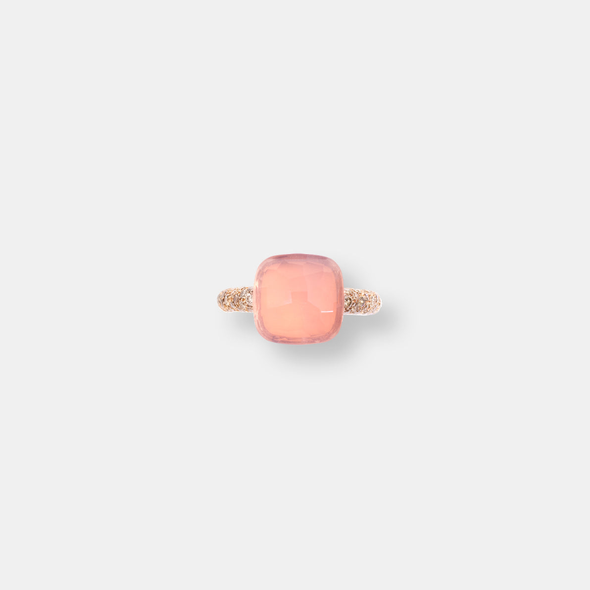 Bague nudo quarzo rosa maxi