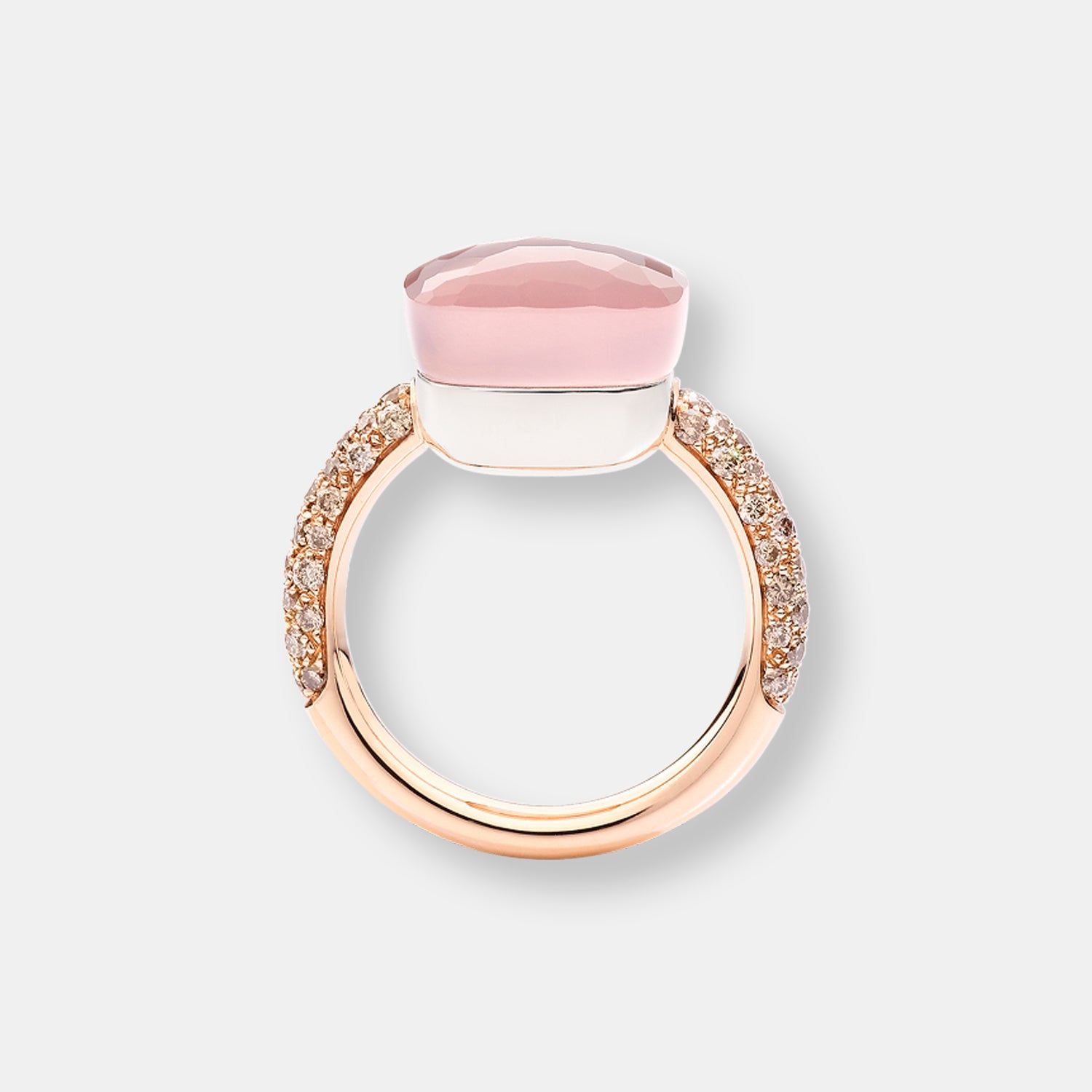 Bague nudo quarzo rosa maxi