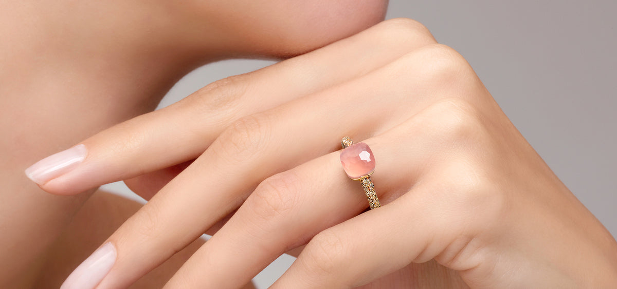 Bague nudo quarzo rosa petit