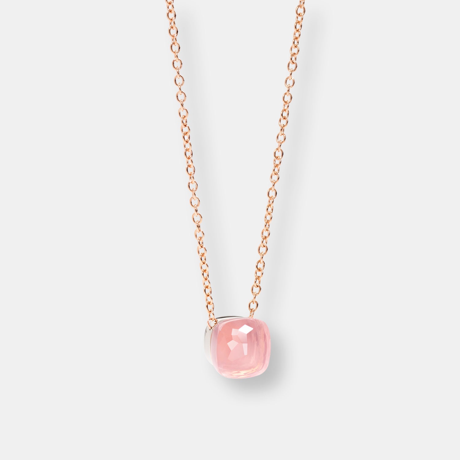 Pendentif nudo quarzo rosa avec chaîne