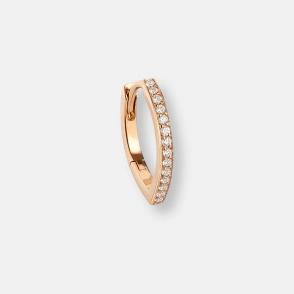 Boucle d'oreille antifer en or rose pavée de diamants