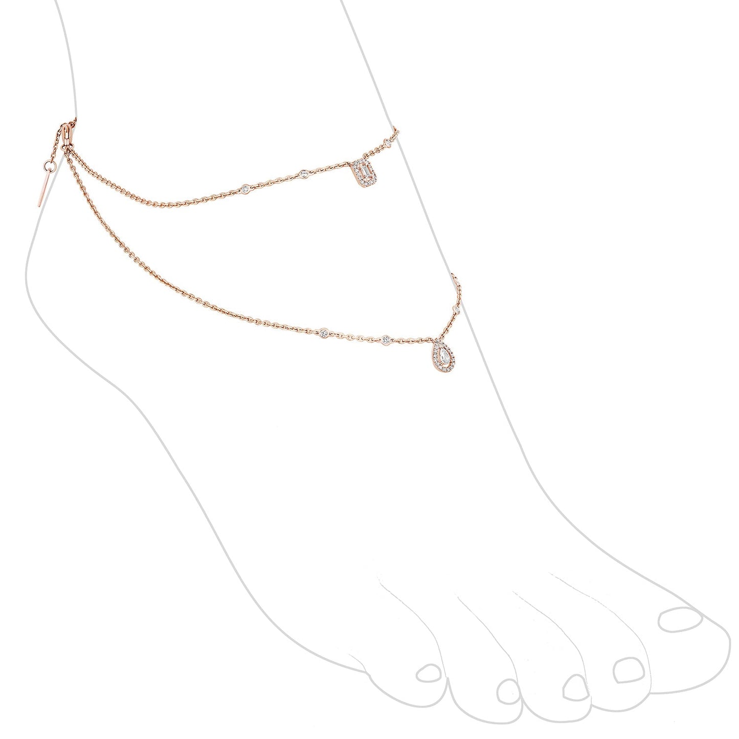 Bracelet de cheville my twin 2 rangs
