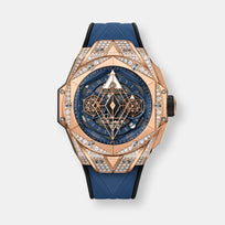 Montre big bang sang bleu ii king gold blue pavé