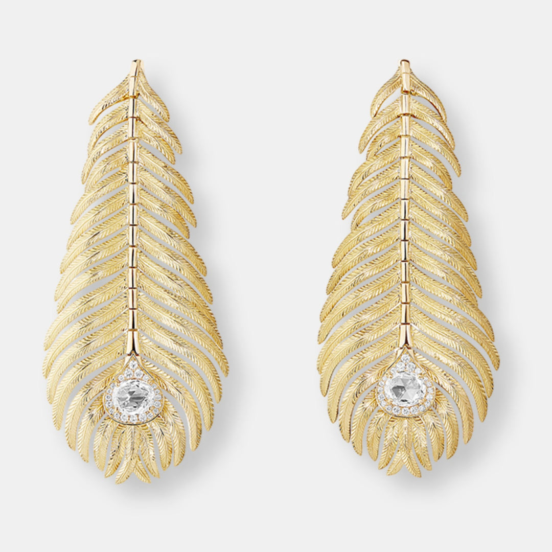 Pendants d'oreilles plume de paon