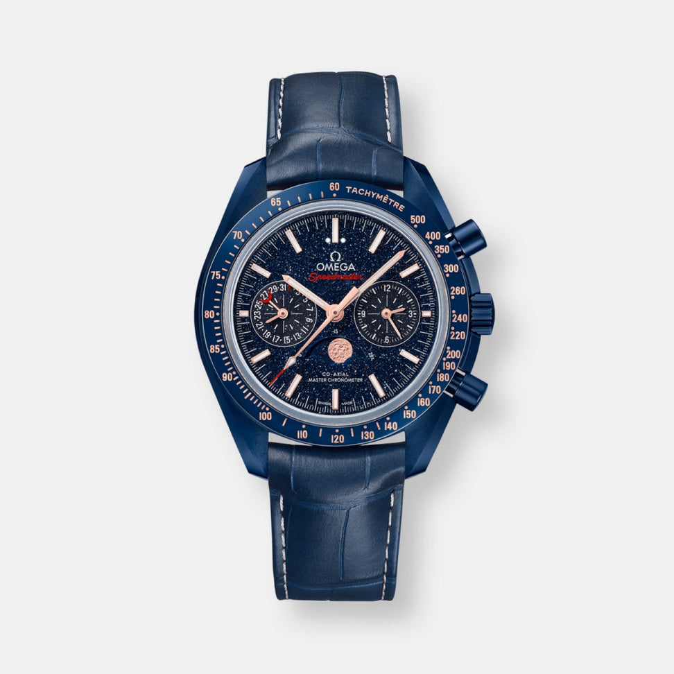 Montre speedmaster phases de luneco axial master chronometer moonphase chronograph 44.25mmblue side of the moon