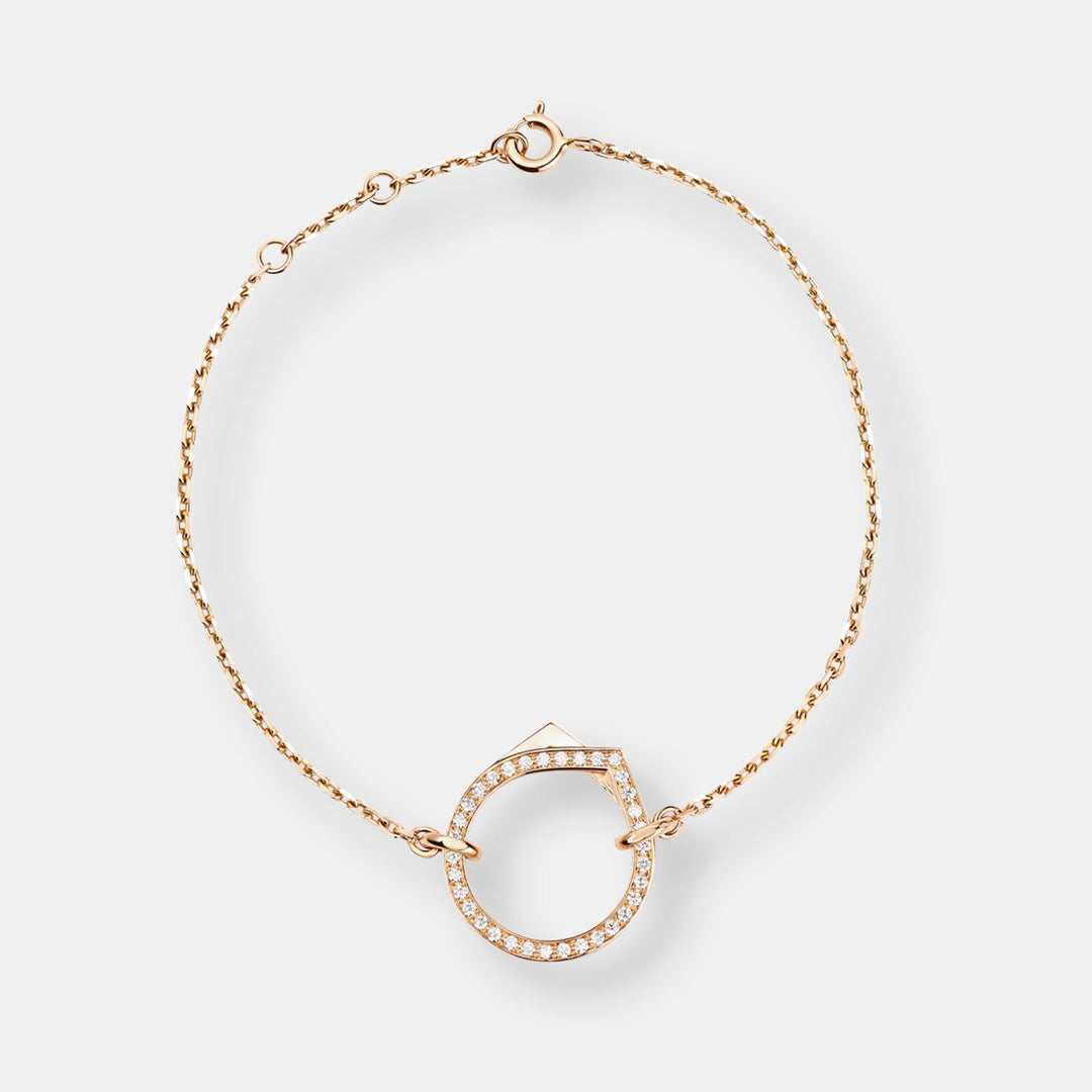 Bracelet antifer en or rose pavé de diamants